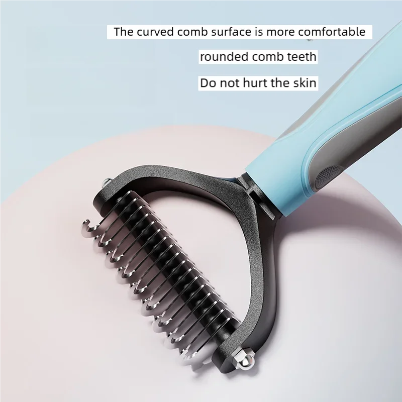 Pet Deshedding Brush Double Sided Pet Grooming Tool for Shedding and Dematting - Stainless Steel Dog Comb with Effective Results