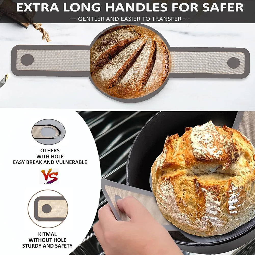 2Pcs Silicone Bread Sling for Dutch Oven Easy To Clean Non-Stick Silicone Baking Mat Platinum Silicone Baking Mat for Dutch Oven