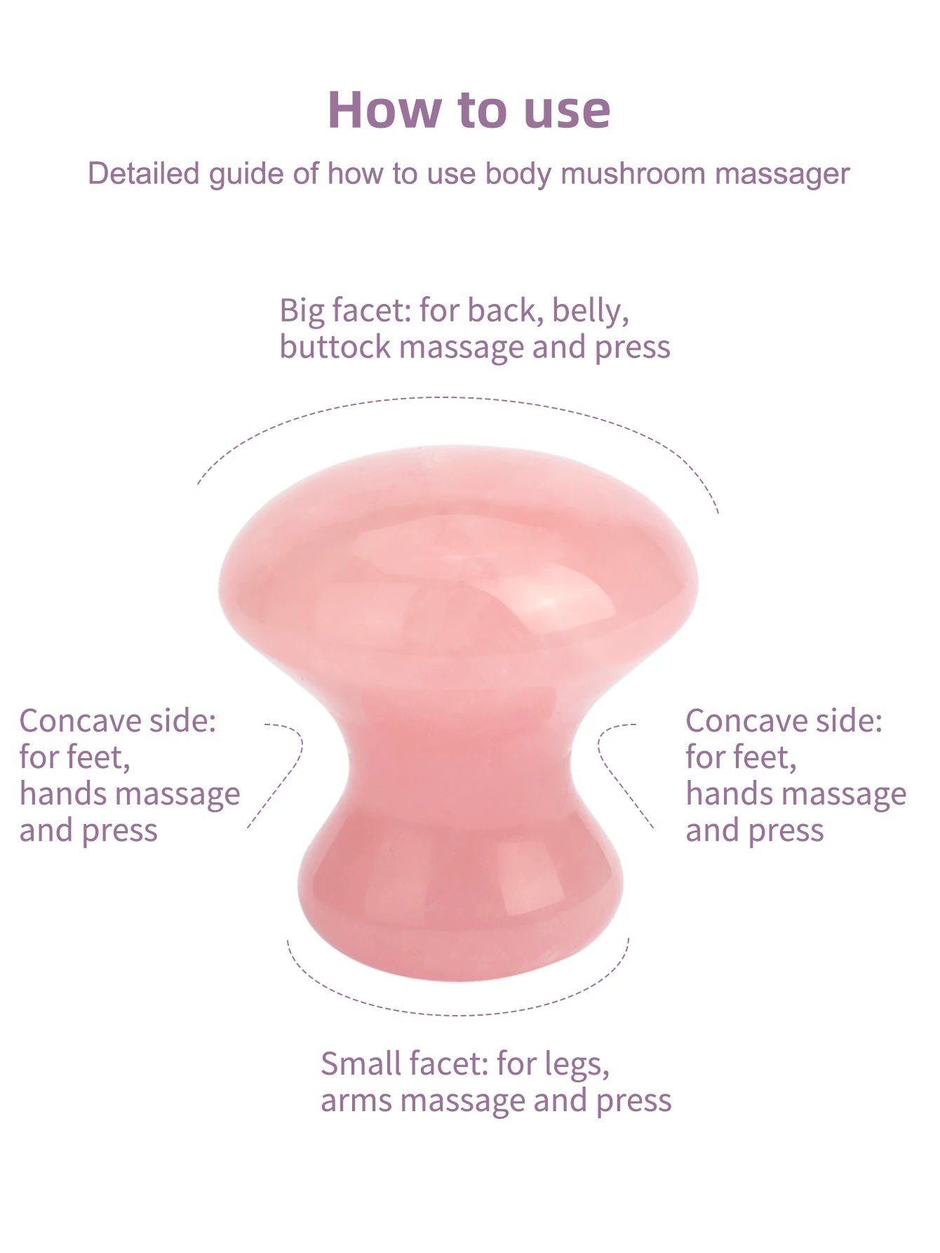 1PC Natural Rose Quartz Mushroom Shape Face Massager Jade Facial Roller Beauty Massage Eye Neck Health Skin Care Guasha Spa Tool