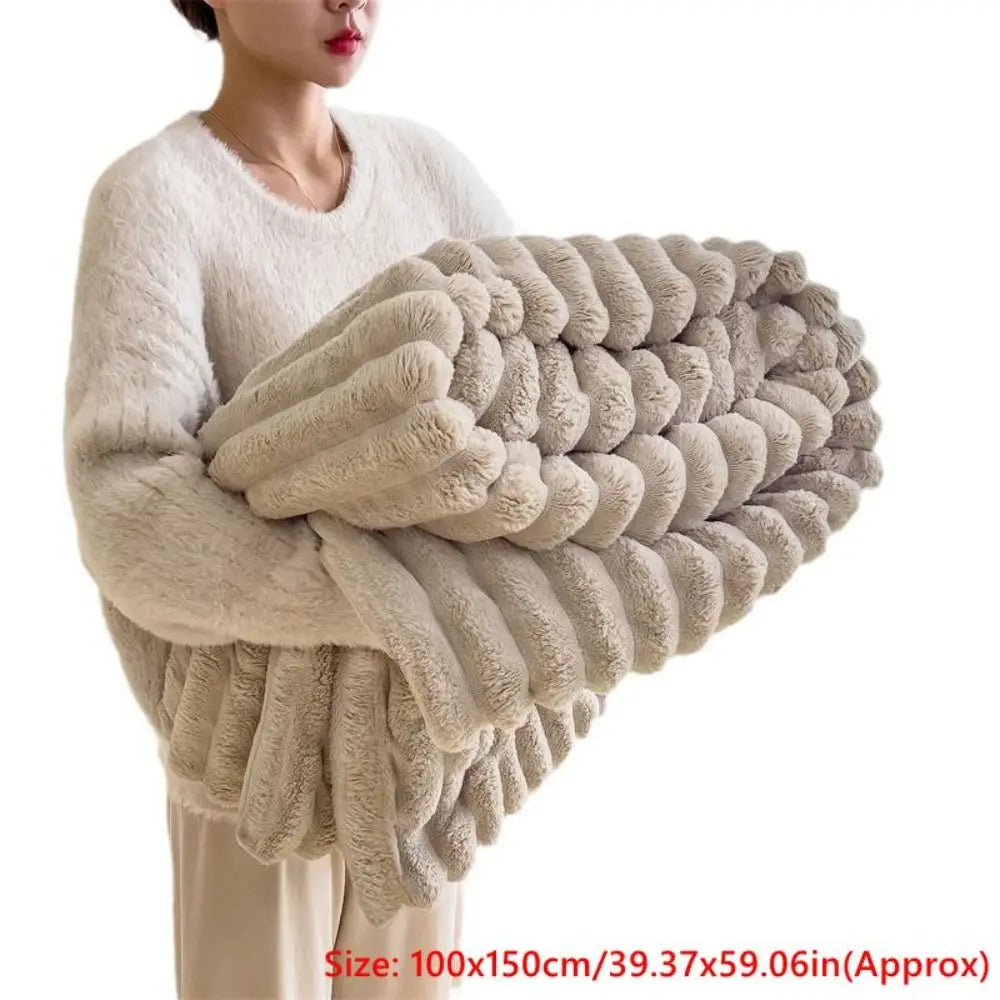 New Double Sided Warm Blanket Warm Breathable Throw Blanket Solid Color Skin-Friendly Conditioning Quilt