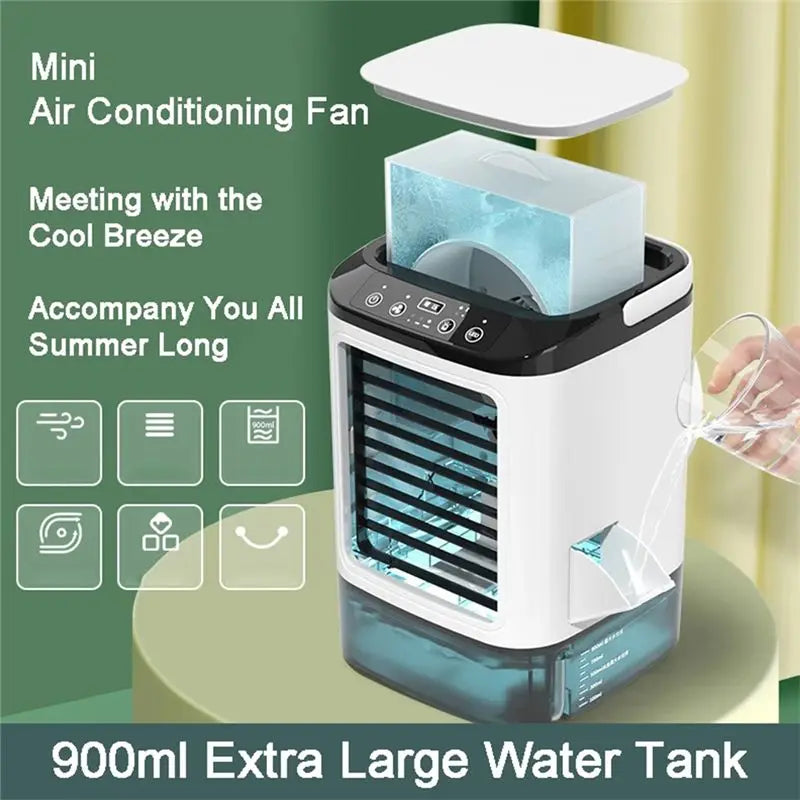 M02K-Portable Air Conditioner Portable Fan Dual Spray Ultrasonic Atomization Speed Mute Air Cooler