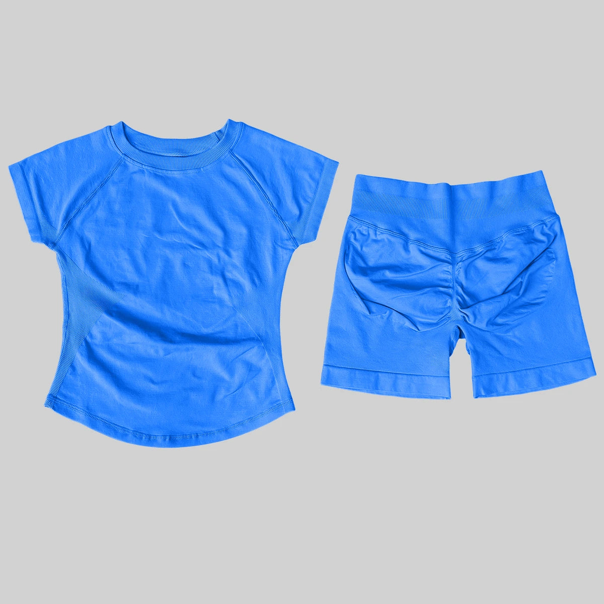 2 Pcs Impact Sports Sets Short Sleeve Seamless Yoga Top Fitness Set Women Workout Running Sports Shorts Gym Suit