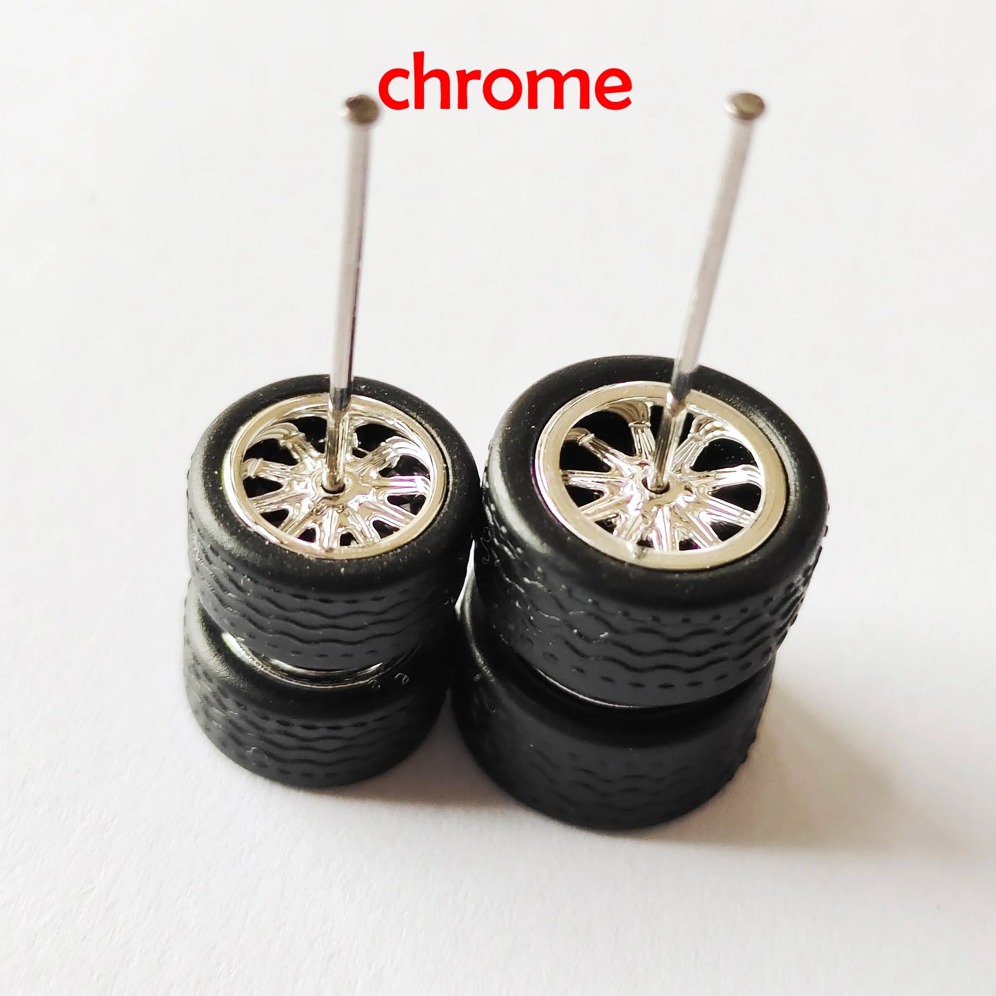 10 Sets 1/64 Staggered Wheels 11mm 13mm Drag Progressive Wheel Front Small Rear Large Rims Rubber Tires for 1:64 Model Cars HW