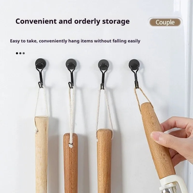 Neodymium Magnetic Hooks 5KG - 360° Rotating No Drill Hangers for Fridge/Doors, 4PCs Heavy Duty Kitchen Organizer (Black/White)