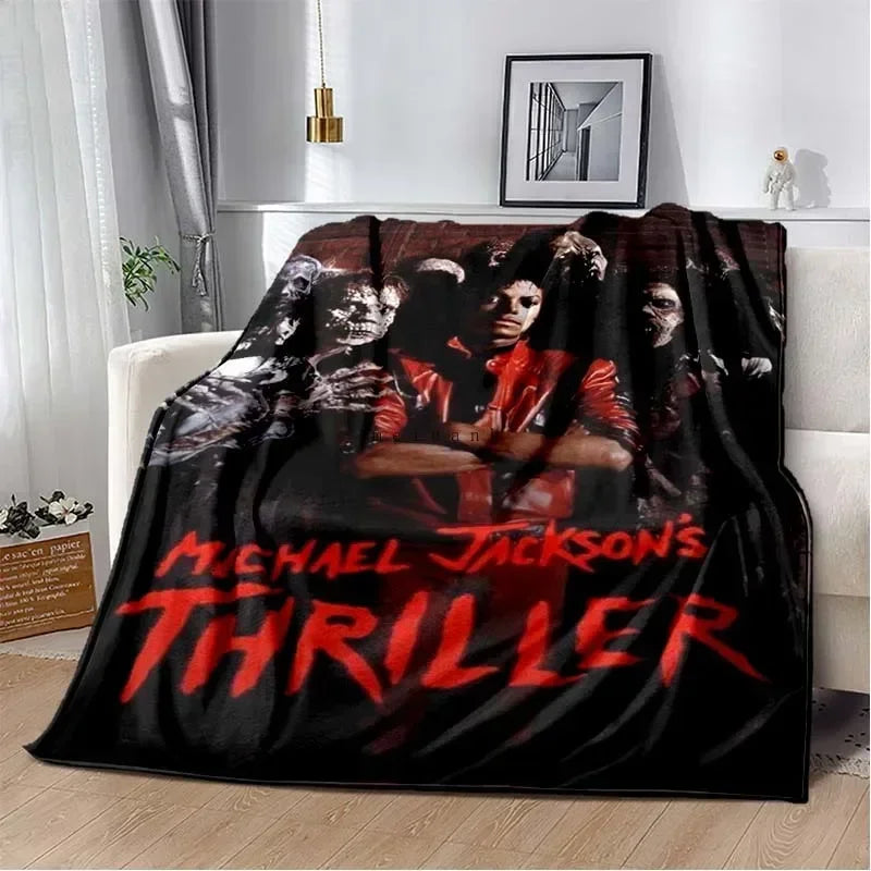 Pop Music Michael J-Jackson Printed Flannel Blanket , Warm  Soft Cozy Blanket Flannel  Livingroom  Home Decor Birthday Gift