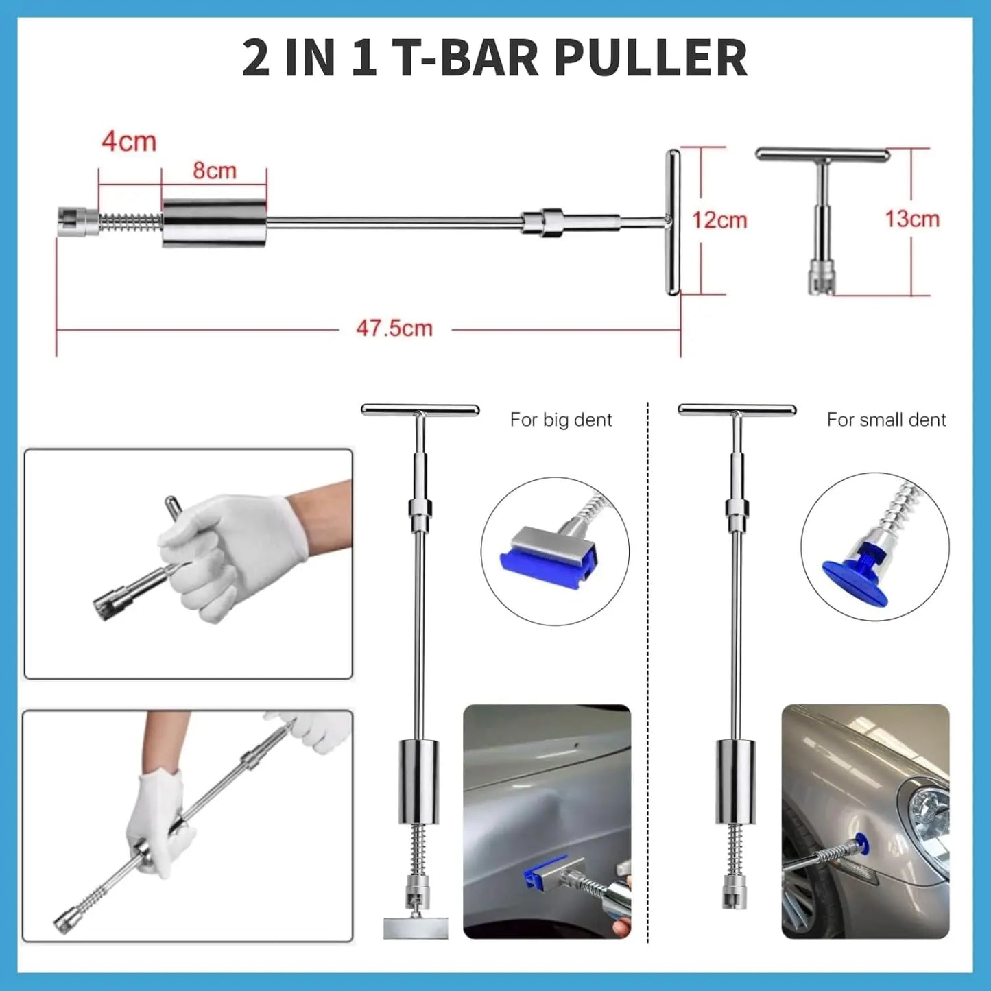 Super PDR Car Body Dent Repair Tool Professional Paintless Dent Removal Tool Set DIY Dent Puller Repair Tool with Slide Hammer