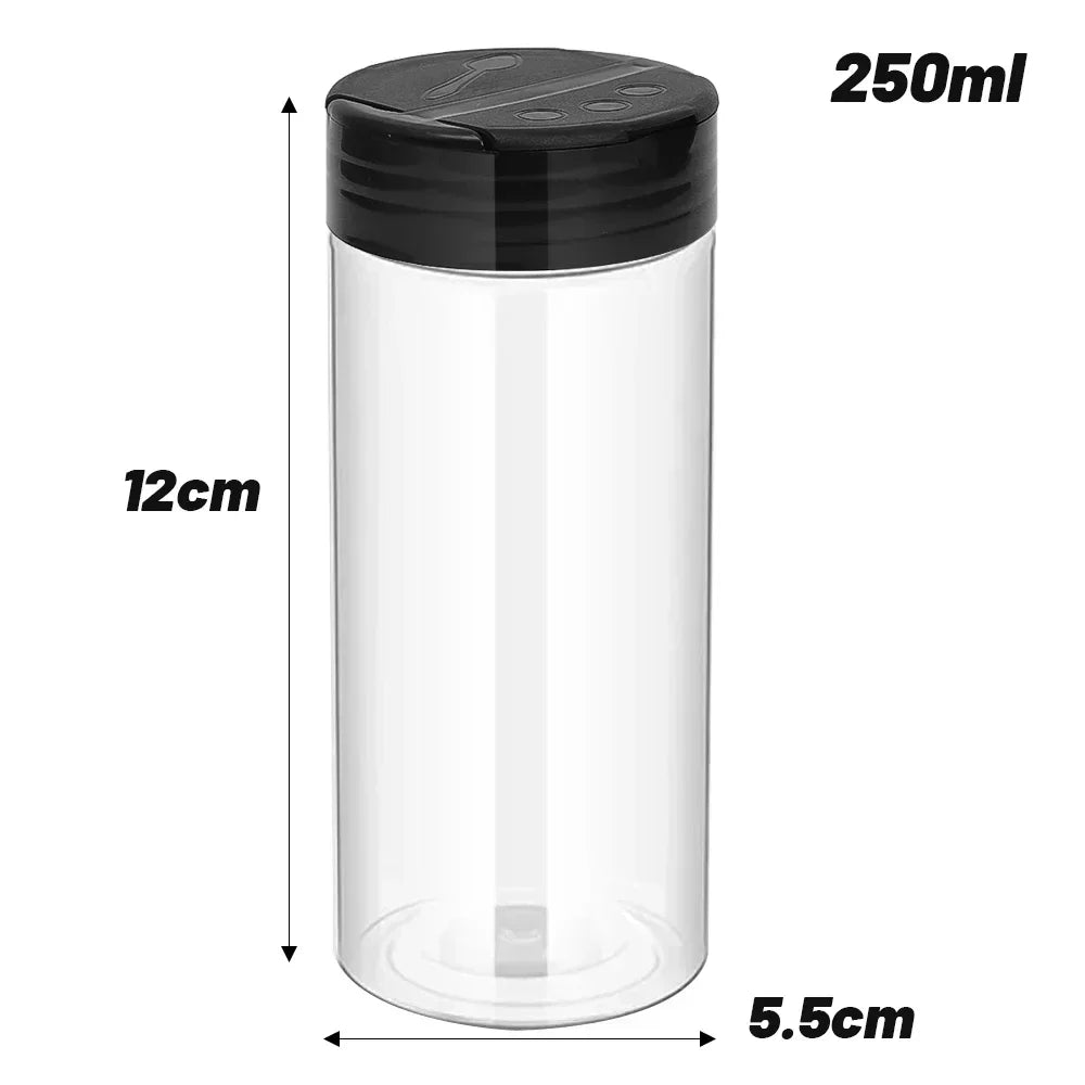 1/12x Plastic Spice Jars with Shaker Lids Transparent Safety Plastic Bottles for Home Kitchen Storing Spices Seasoning 2030