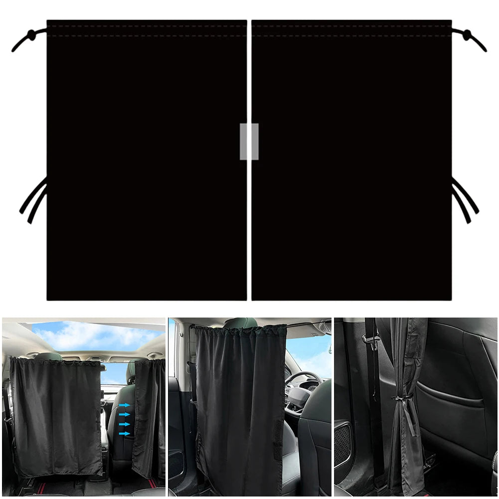 Car Divider Curtain Universal Auto Sunshade Covers Protects Privacy for Kids Baby Travel Camping Sleeping