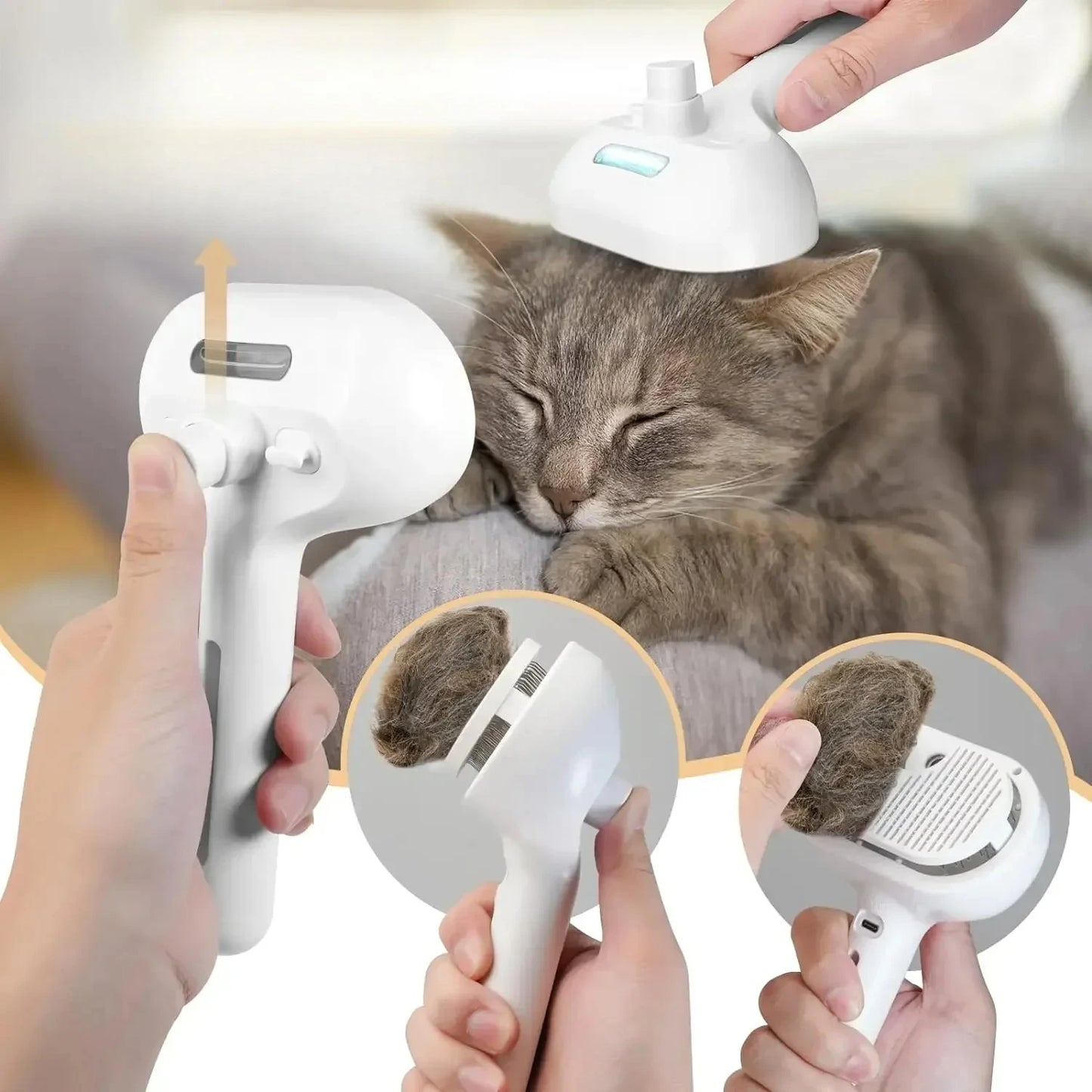 Multifunctional Pet Grooming Tool Combines Steam Spray Floating Hair Removal and Styling for Cats and Dogs All in One Device