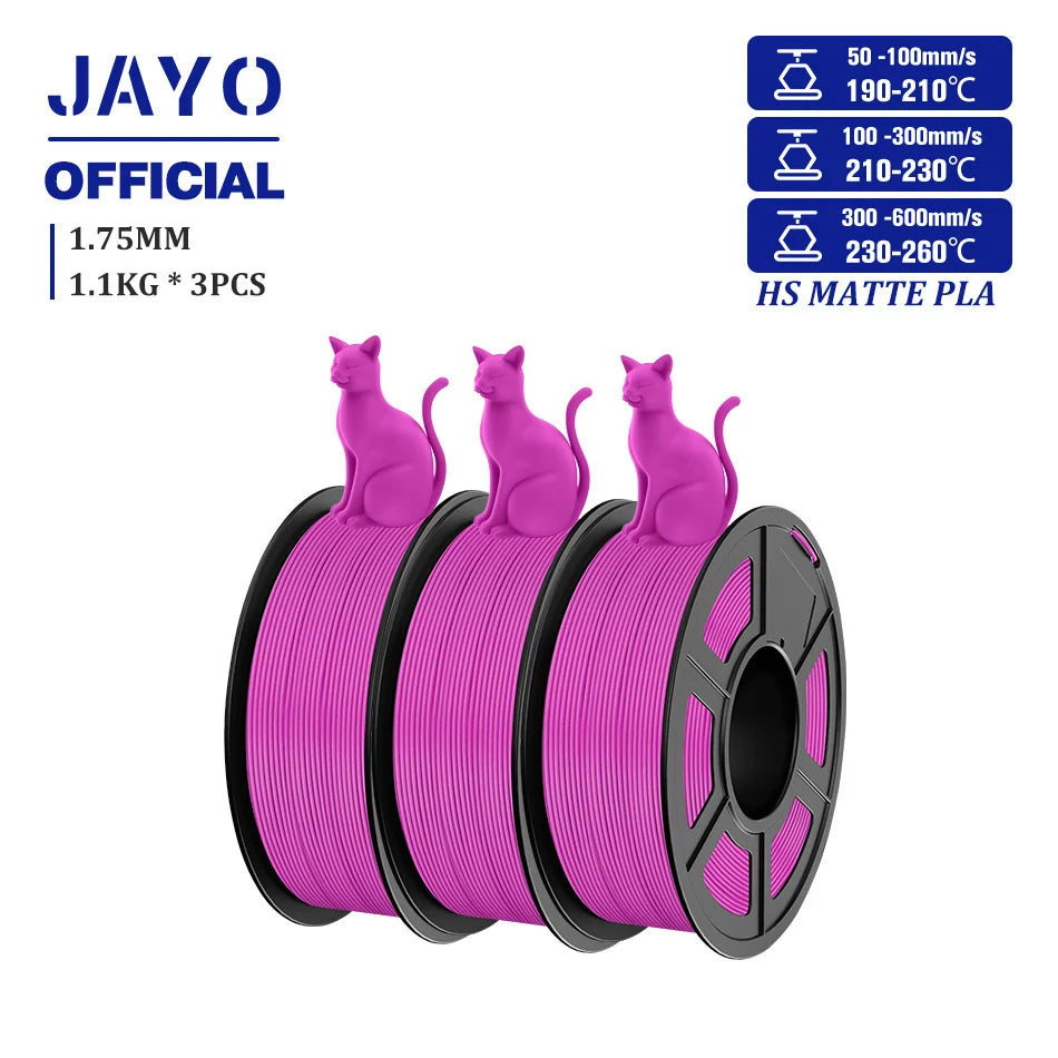 JAYO PLA Classic 1.75mm 3D Filament High Speed Matte PLA Filament For FDM 3D Printers 600mm/s High Speed Printing Materials