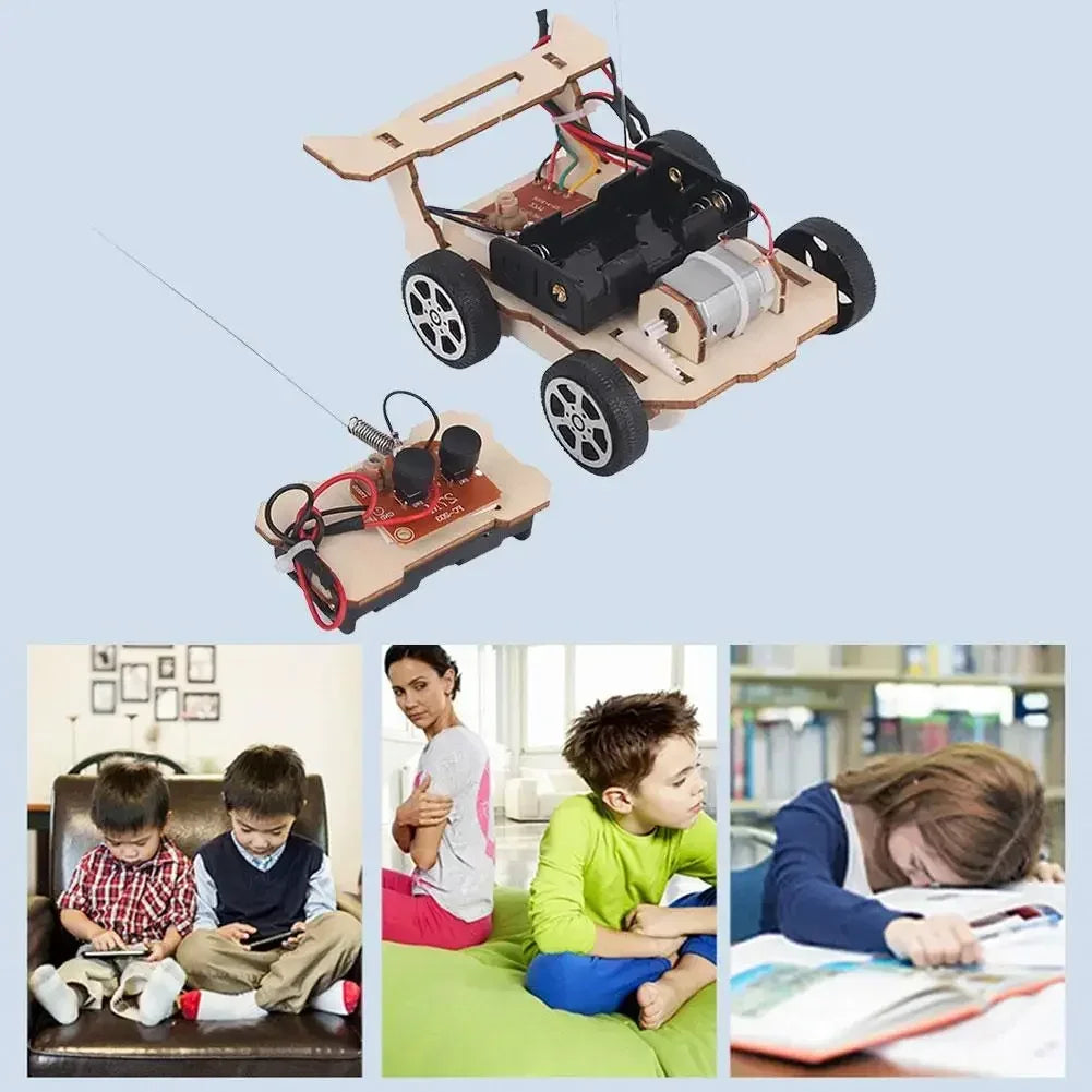 DIY Remote Control Racing Car Model Technology Handmade Materials Children's Science Experiment Set Wooden Plastic