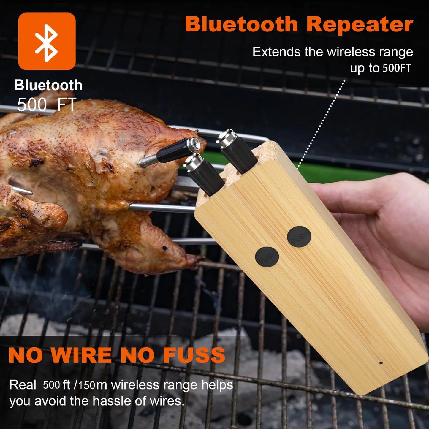 Searke Wireless Bluetooth Meat Thermometer IP67 Waterproof Probes APP 500m Distance Rechargeable for Grilling Smoker BBQ Oven