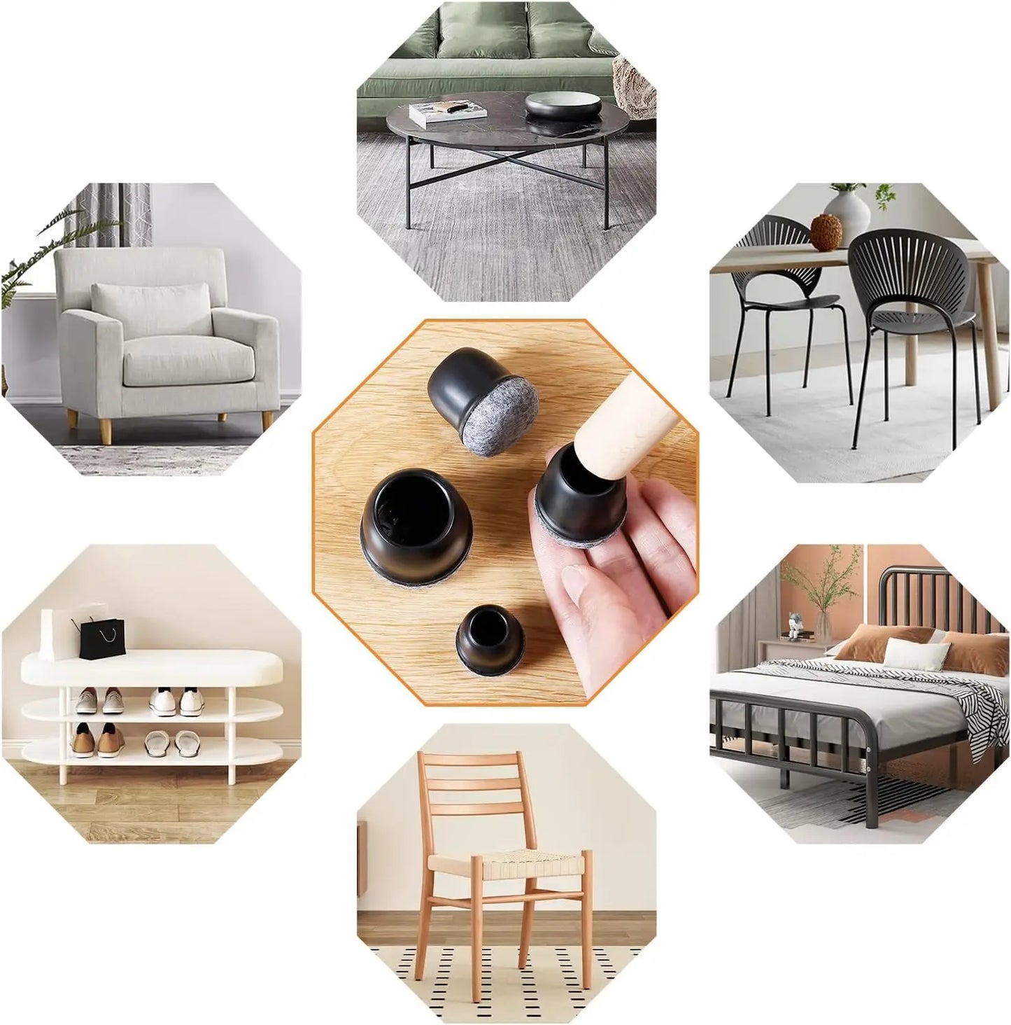 Chair Leg Floor Protectors Felt Foot Cover  Silicone Diagonal with Thick Wrap Felt Pads Furniture Table Feet  Protect Floors