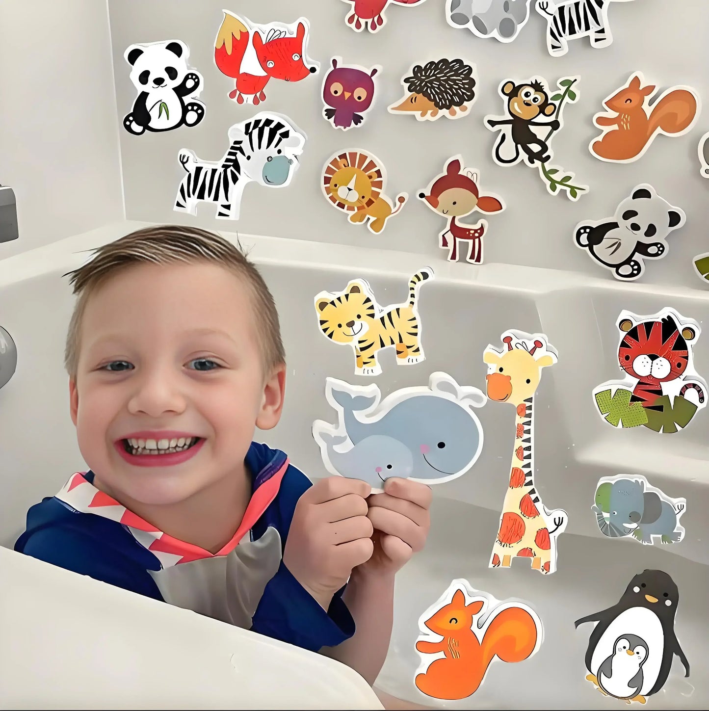 Baby Toy Animal Bath Toys for Kids Soft EVA Paste Bathroom Toys Animal Cognitive Floating Water Toys for Boys Girls 2 to 4 Years
