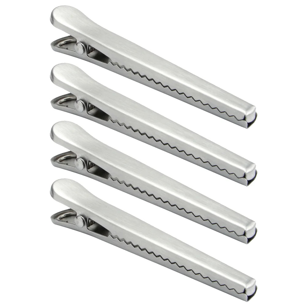 4Pcs Stainless Steel Clips Sealing Clamp Food Bag Seal Heavy Duty Metal Snack Sealer Tight Clamps Home Supplies Kitchen Pouch