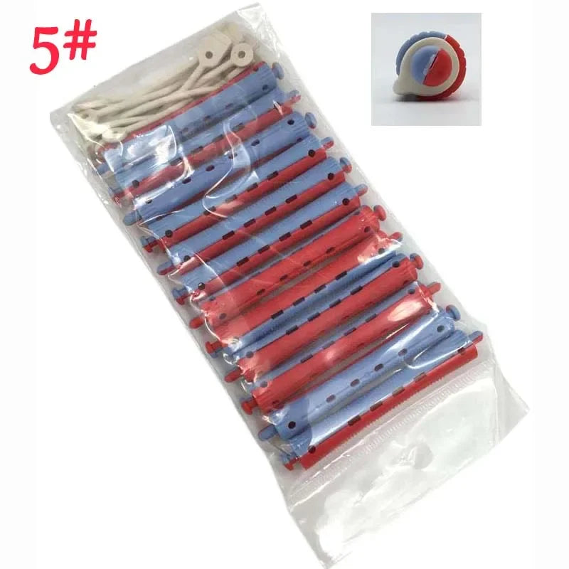 New 12 pcs Salon Rubber Band Hair Rollers Set Cold Perm Rods Curler Bars Hair Clip Curling Fluffy Wavy Hair Maker Styling DIY