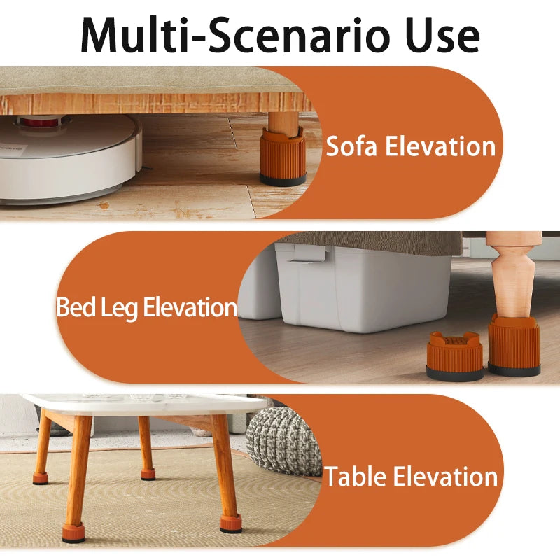 Multi-Purpose Round Furniture Risers | Non-Slip, Quiet & Moisture-Proof Height Extenders for Beds, Sofas, Tables