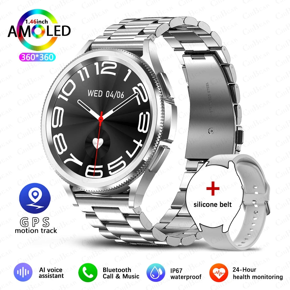 2025 New Smart Watch 6 Men's Outdoor Sports 100+ Sport Modes IP68 Waterproof Watch AMOELD HD Screen Smartwatch Android IOS