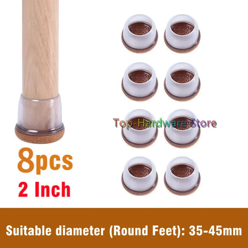 8Pcs TPE Silicone Chair Leg Floor Protectors with Felt,Chair Leg Caps,Furniture Leg Feet Protection Cover Protect Hardwood Floor