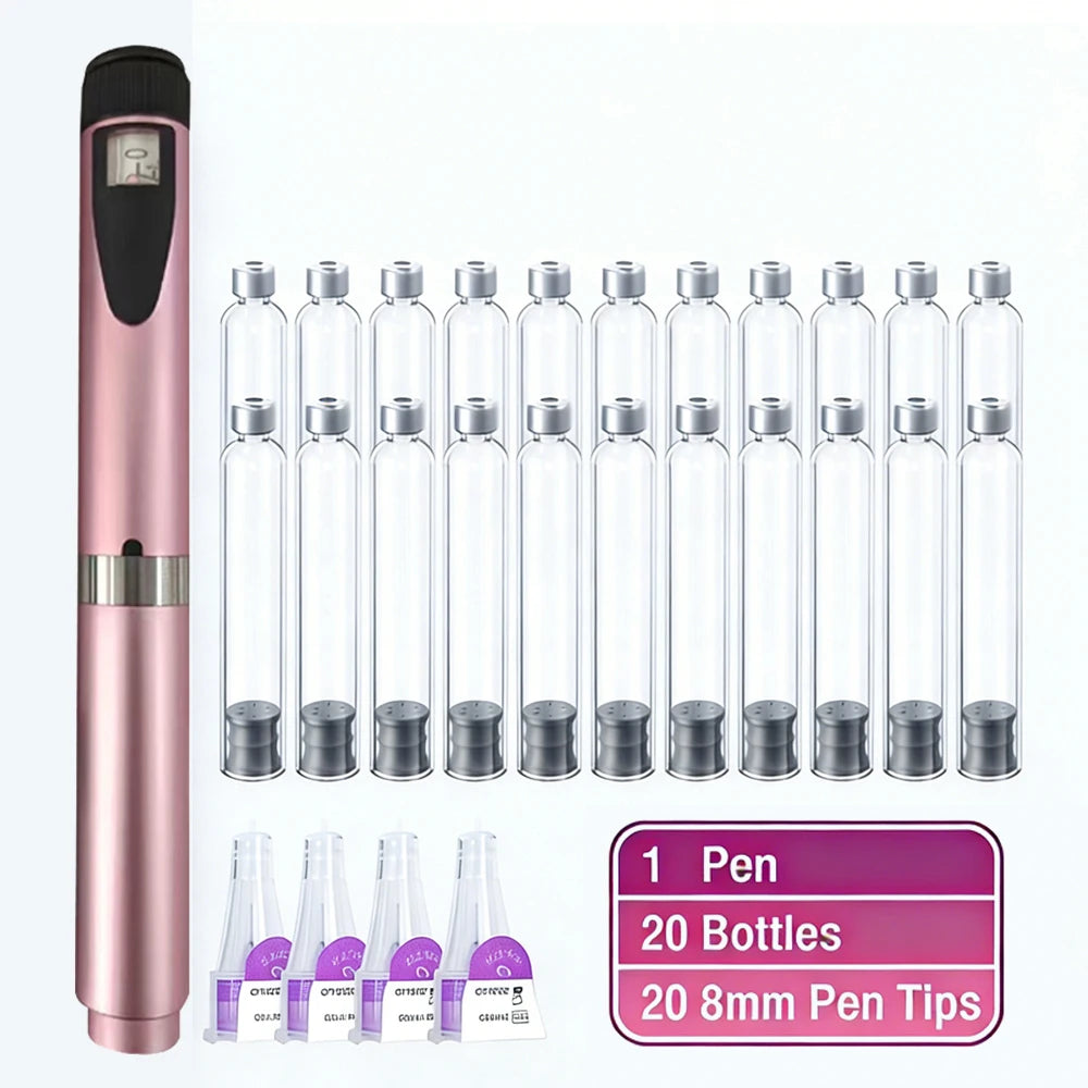 Multi-use Precise Dosing Reusable Injection Pen Set 3ml Empty Cassette Bottle Cartridges 4/6/8mm Disposable Pen Tip for Insulin