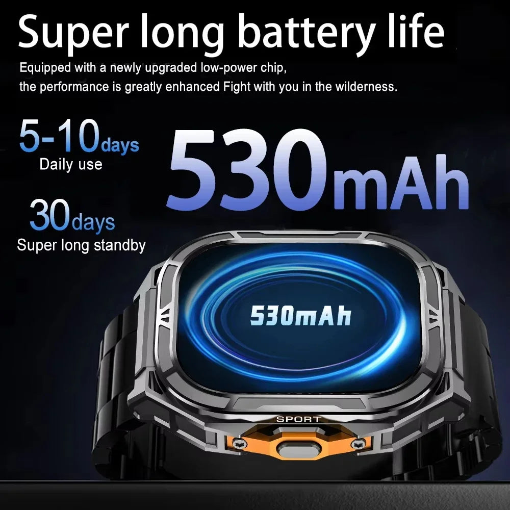 2026 New GPS Smart Watch Men 1.96-inch HD AMOLED Screen Compass Bluetooth Call 5ATM Waterproof Sport Smart Watch for Android iOS
