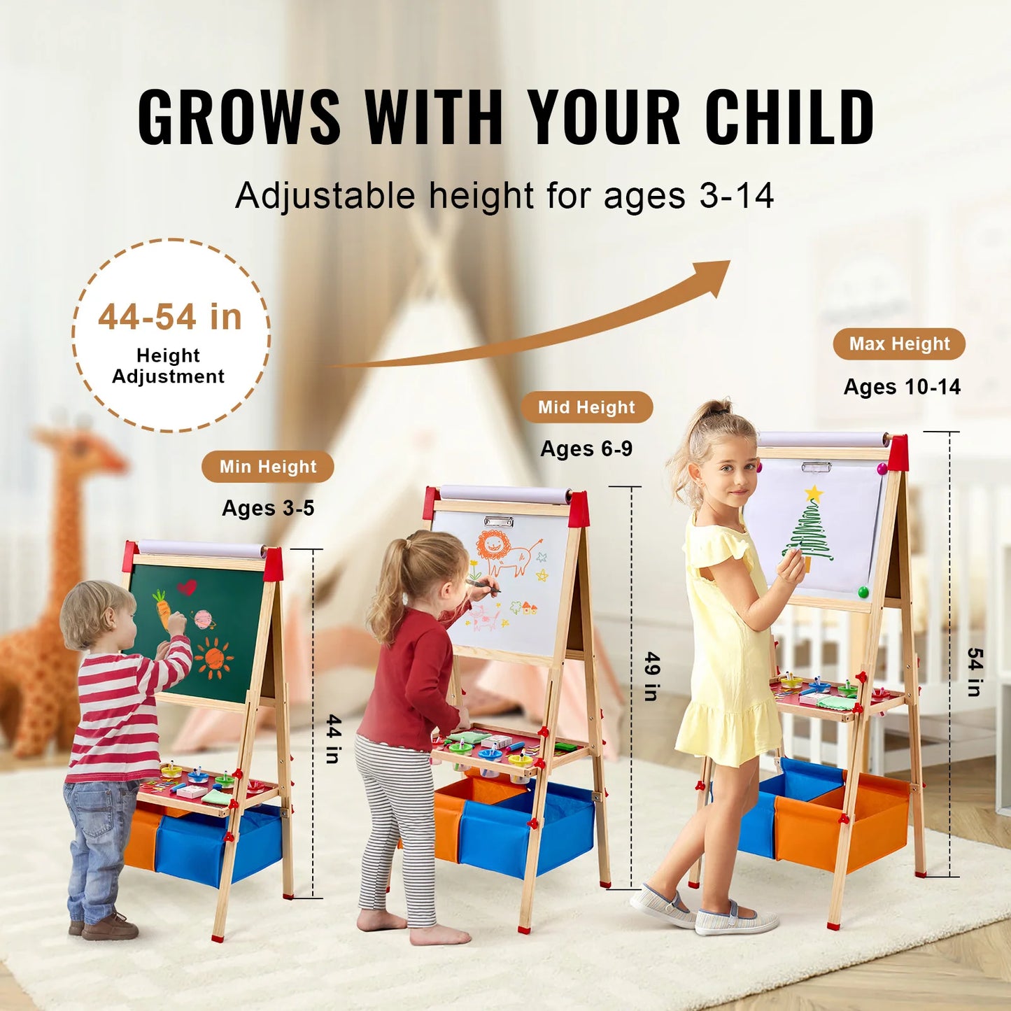 SucceBuy  Children Magnetic Drawing Board Word Pad Baby Color Graffiti Standing Art Easel Educational Drawing Toys for Kids Girl