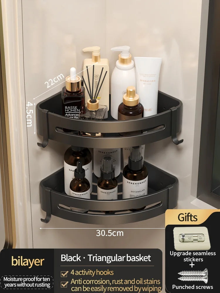 No-Drill Bathroom Shelf Shelves Shampoo Makeup Storage Holder Kitchen Organizer Wall Mounted Bathroom Accessories