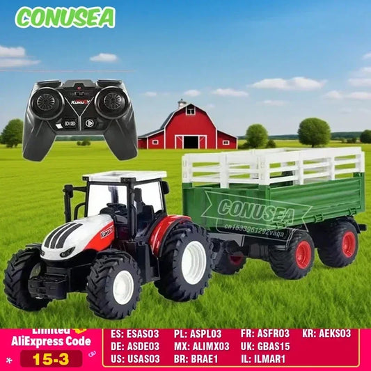 Remote Control Tractor RC Farm Truck Car Trailer 2.4G Farming Simulator Truck Miniature Farm Vehicle Toys Model Children Boy