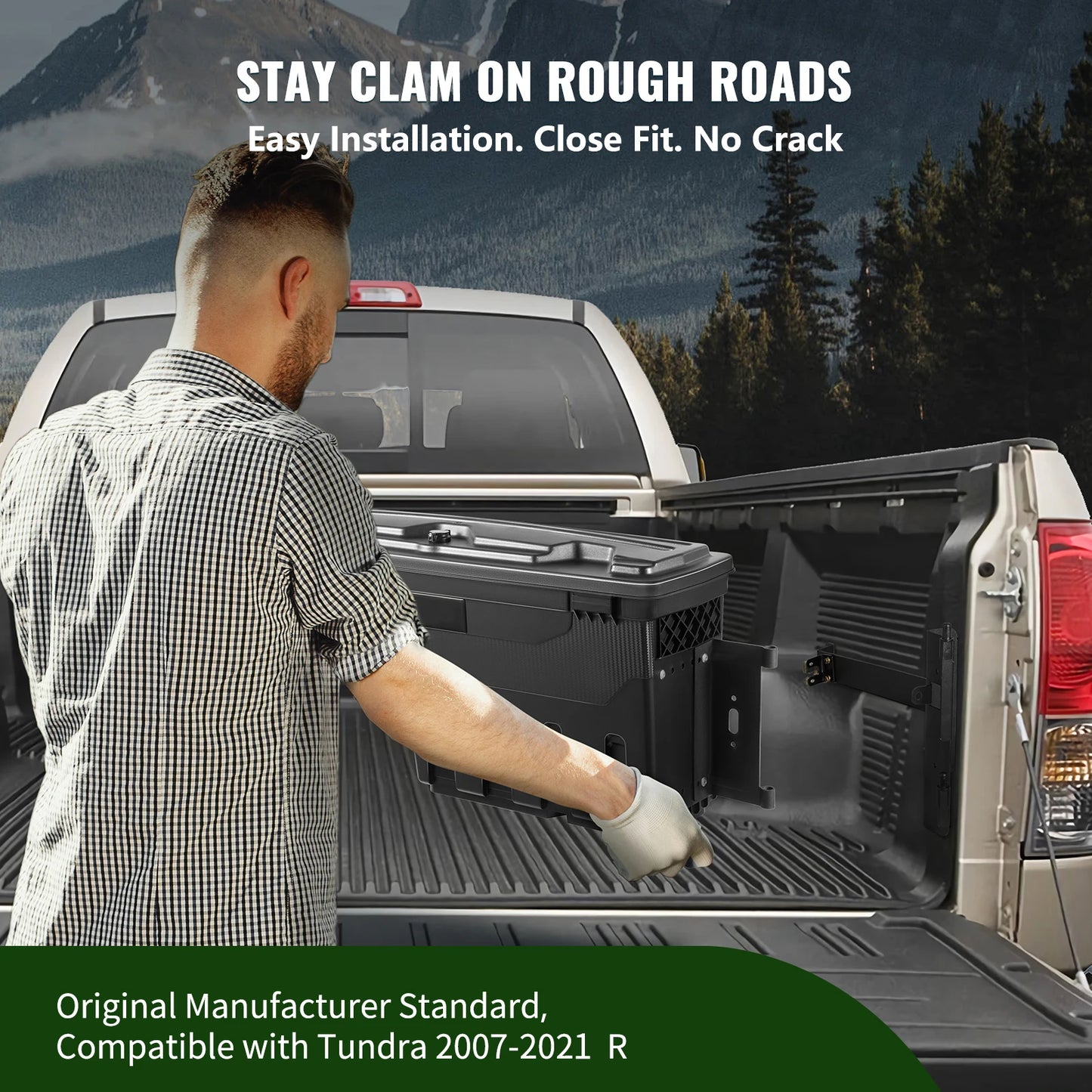 SucceBuy  Truck Bed Storage Box Passenger Side Lockable Lid Waterproof ABS Wheel Well with Password Padlock Tool Box for Trucks