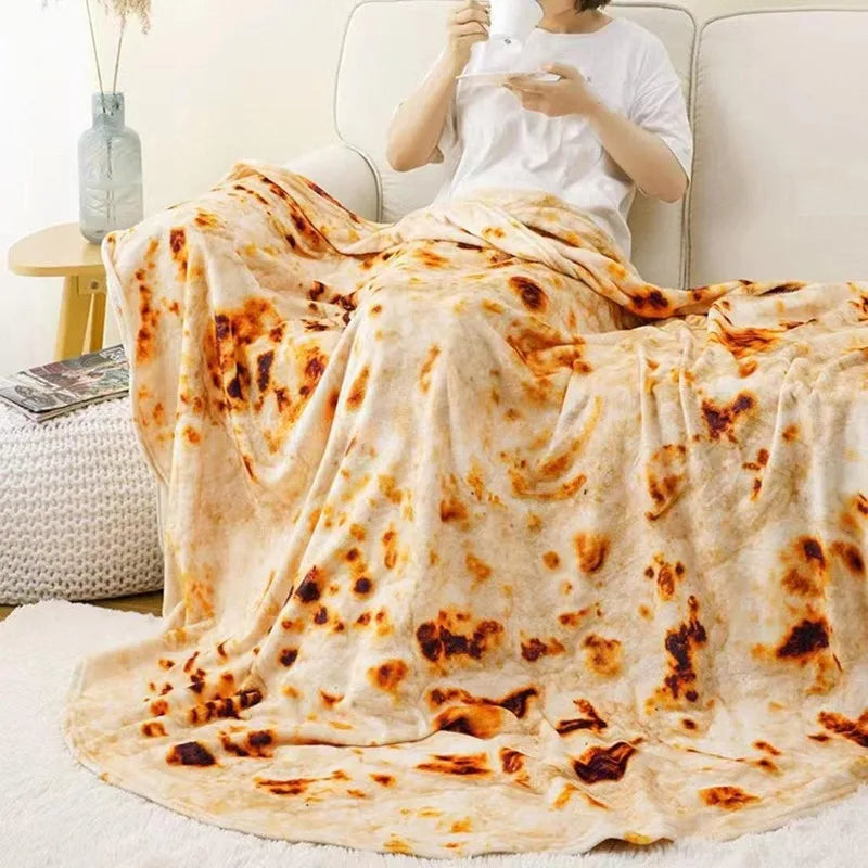 Quirky Indian Flying Pancake Blanket Watermelon and Cabbage Print Warm Flannel Blanket for Air Conditioned Rooms Throw Blanket