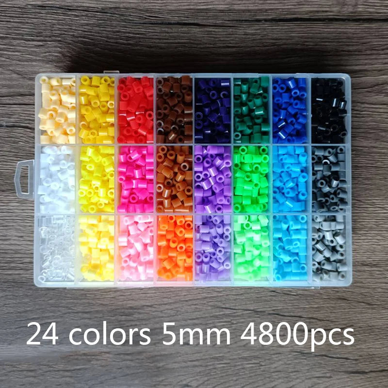 2.6/5mm Hama Beads Toy 24/72 Colors Perler Iron Beads Kit Kids 3D Puzzles DIY Toys Fuse Beads Pegboard Sheets Ironing Paper Set