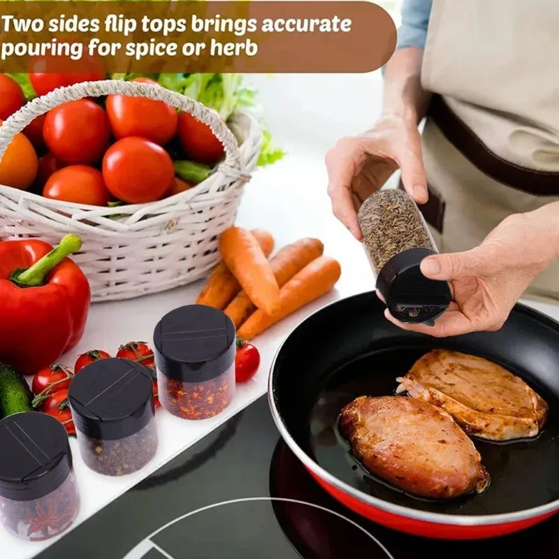 1/12x Plastic Spice Jars with Shaker Lids Transparent Safety Plastic Bottles for Home Kitchen Storing Spices Seasoning 2030