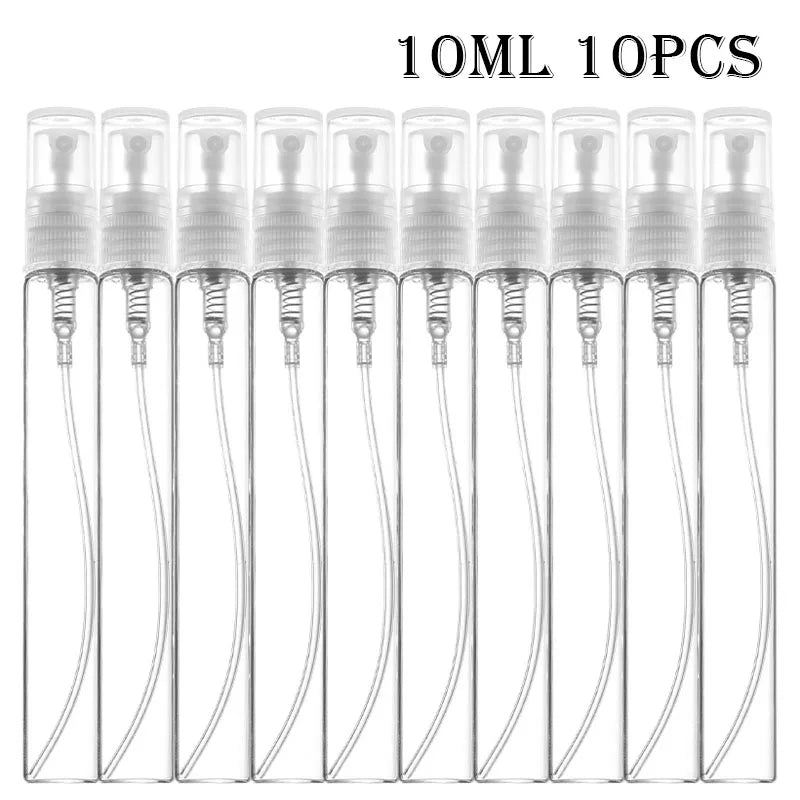 5/10Pcs 3ml 5ml 10ml Clear Mini Perfume Glass Bottle Empty Cosmetics Small Refillable Sample Perfume Atomizer Bottles
