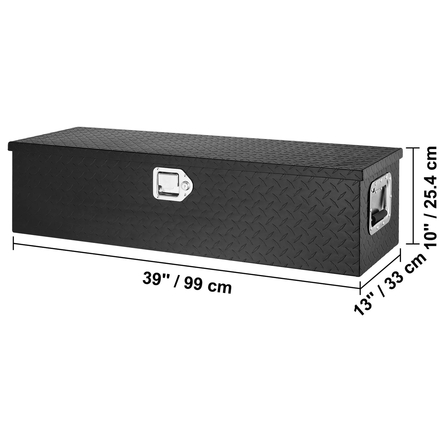 SucceBuy Heavy Duty Aluminum Truck Bed Tool Box Plate Tool Box w/ Side Handle Lock Keys Storage Tool Box for Pickup Truck Bed