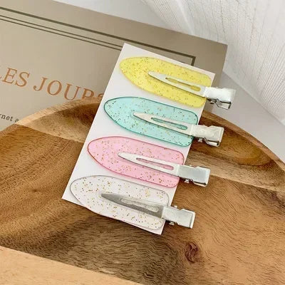 2-4pcs Cherry Pink Seamless Edge Clip Women Girl Sweet Beauty No Bend Hair Side Clip Duckbill Clip Bangs Hairpin Hair Style Tool