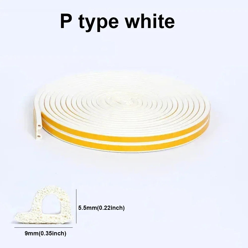 5m/10m DIEP Shape Door Seal Strip Self-adhesive Window WeatherStripping Insulation Noise Rubber Sealing Strip Draft Stopper Tape