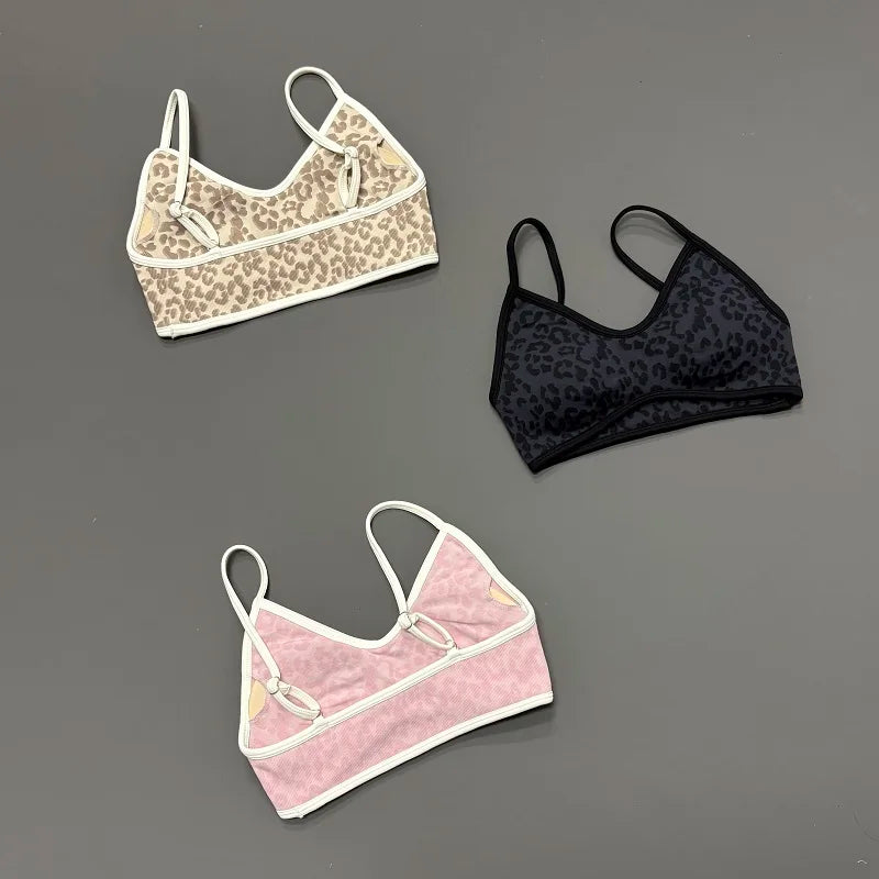 Women Leopard Print Sports Bra Wirefree Breathable Soft Comfortable Top High Support Push Up Gym Workout Yoga Fitness Bra