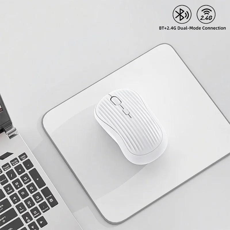 Type-C Rechargeable 2.4G Bluetooth Dual Mode Wireless Mouse Ergonomic Fashion Silent Mouse Desktop Laptop Tablet for iPhone iPad