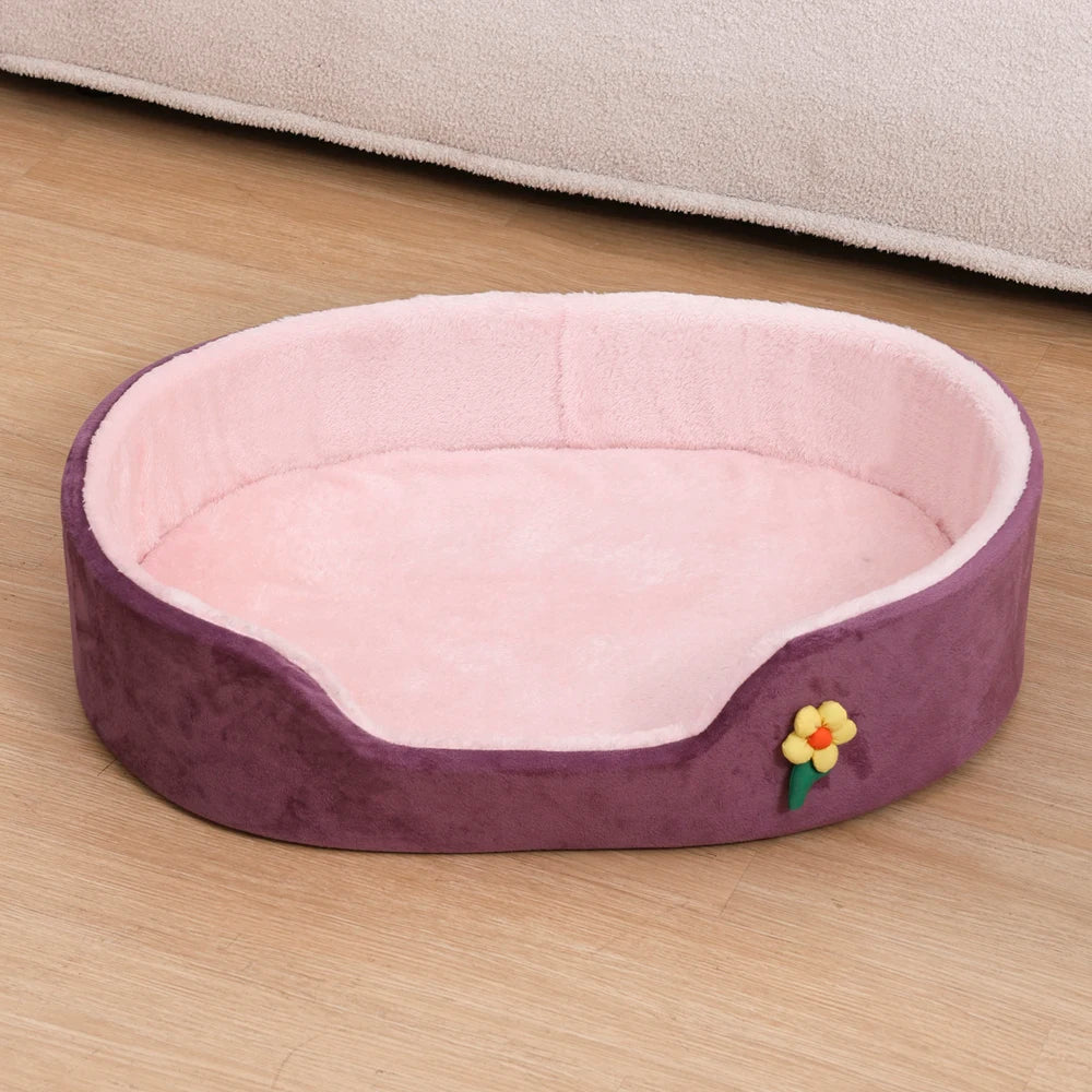 Winter Warm Detachable Small Dog Bed Elastic Round Medium Dog Basket Soft Dog Cushion House Cat Bed Kennel Accessories