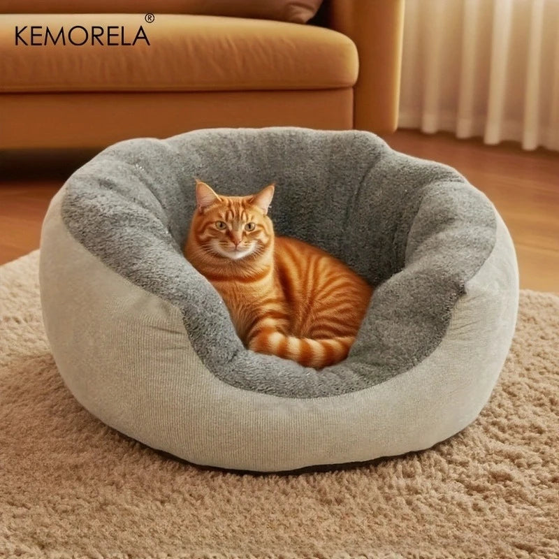 Plush Orthopedic Pet Bed with Backrest Thick All-Season Comfort, Easy-Clean Durable Polyester Cat & Small Dog Bed,for Indoor Use