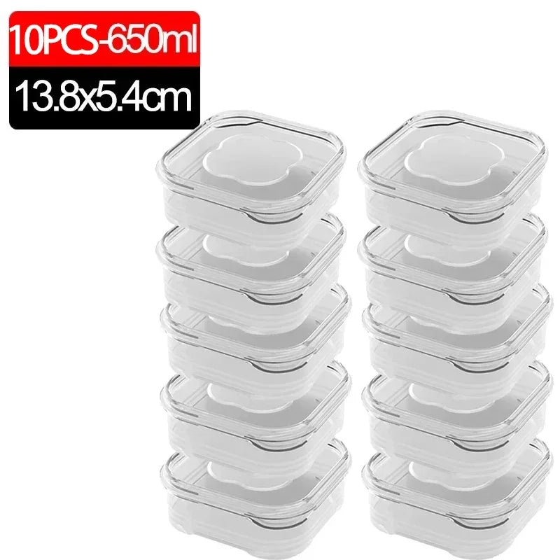 1/10PC Small Food Preservation Boxes Refrigerator Frozen Meat Vegetable Fresh-Keeping Box Transparent Kitchen Sealed 2030