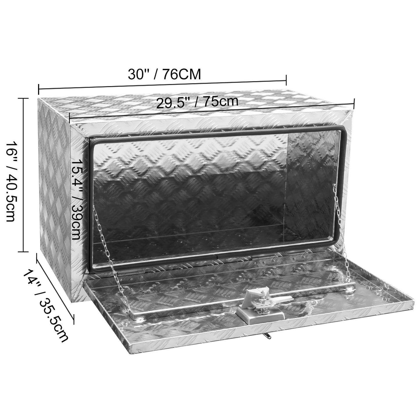 SucceBuy  Underbody Truck Box Pickup Storage Box Heavy Duty Aluminum Diamond Plate Tool Box with Lock and Keys for Truck Trailer