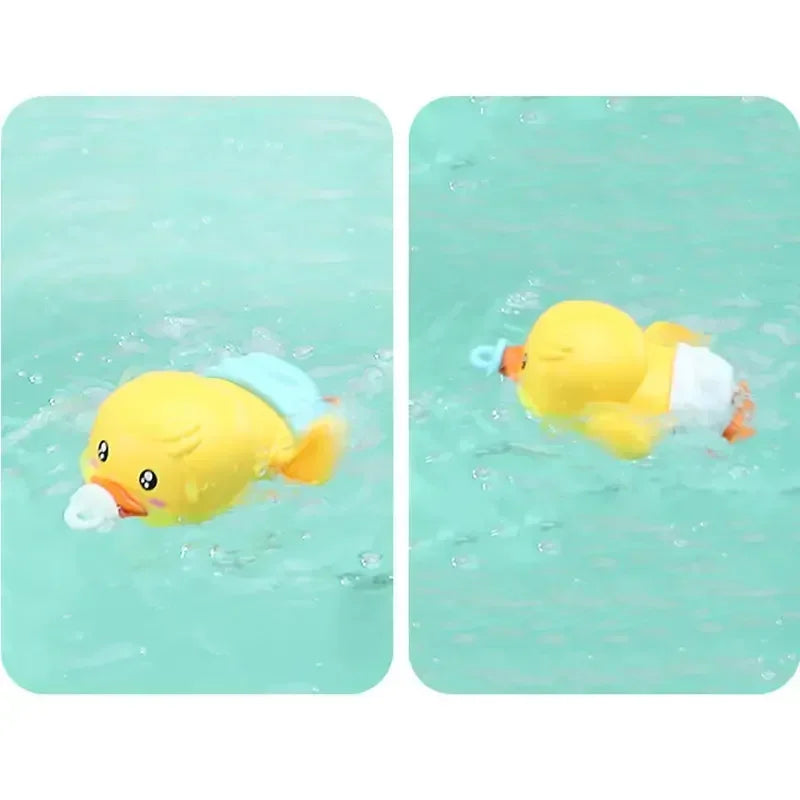 Baby Bath Toys Water Chain Clockwork Bathing Cute Swimming Yellow Duck Toy Toddler Pool Beach Classic Toy For Kids Water Playing