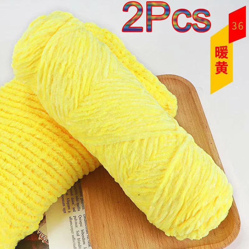 2Pcs Chenille Yarn hand Knitting 100% Polyester Velvet Yarn Crocheting Amigurumi bag line knit sweater blanket hat scarf threads