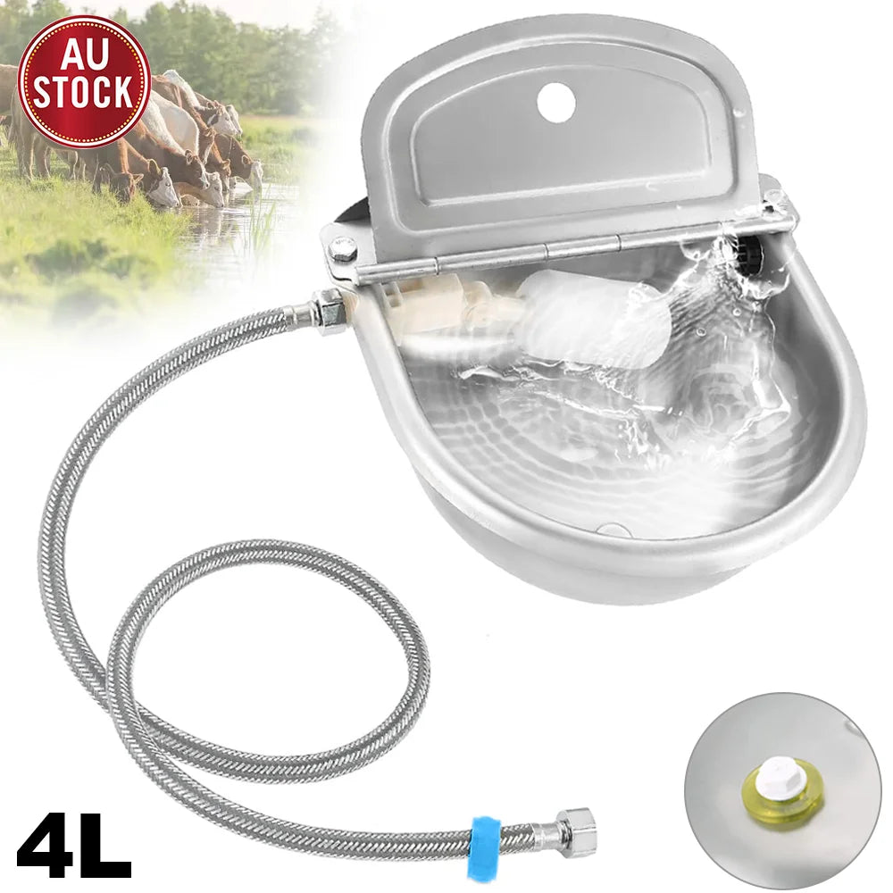 Stainless Steel Water Trough Bowl Automatic Drinking Dog Horse Chicken Auto Fill