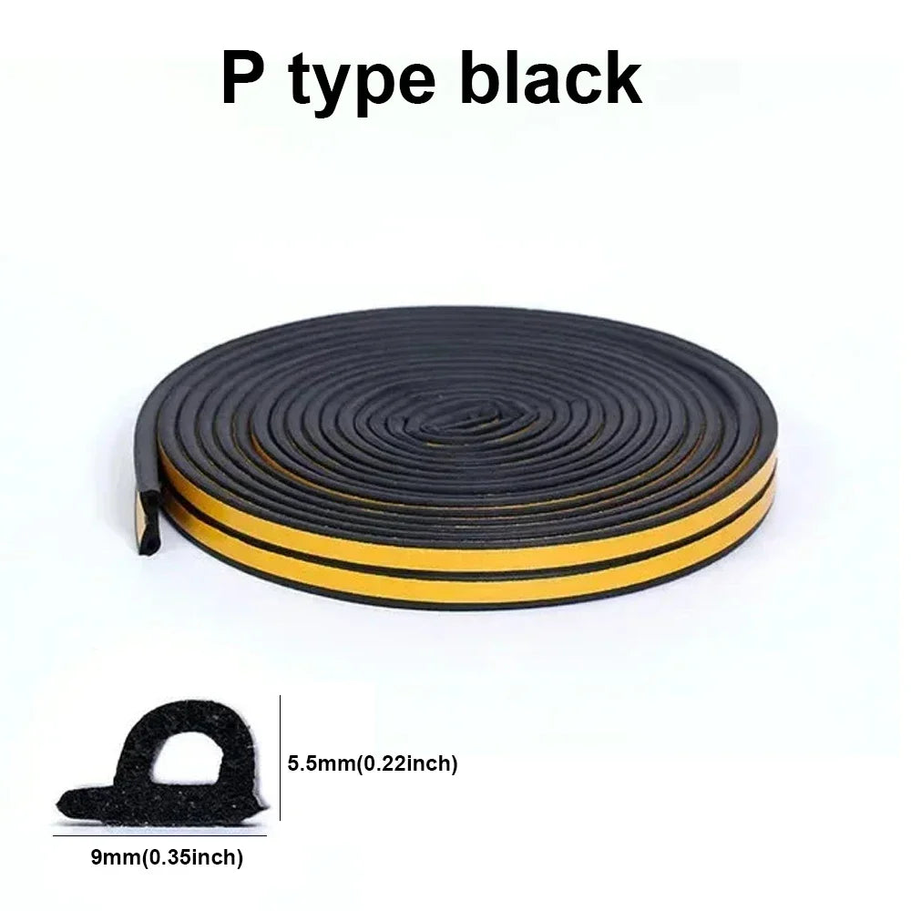 5m/10m DIEP Shape Door Seal Strip Self-adhesive Window WeatherStripping Insulation Noise Rubber Sealing Strip Draft Stopper Tape