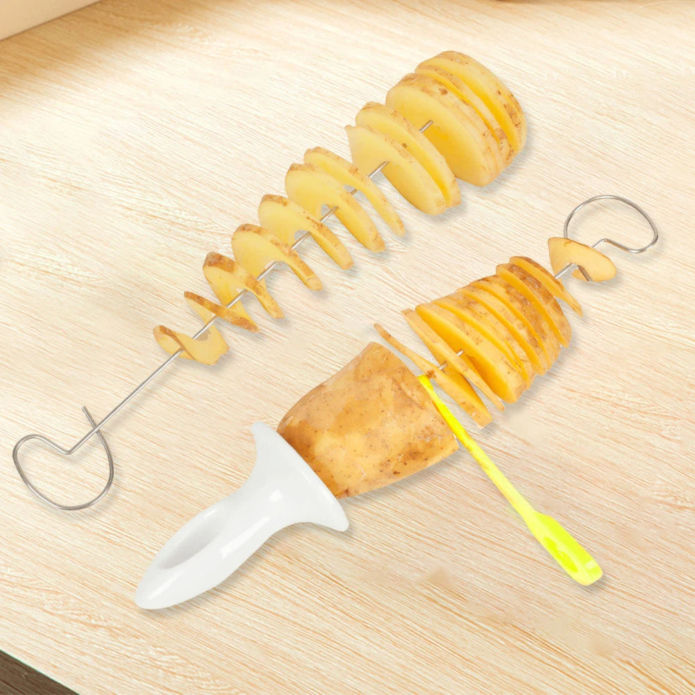 Tornado Potato Slicer with 4 Stainless Steel Sticks Spiralizer Chips Maker Manual Twisted Potato Slicer Kitchen Gadgets