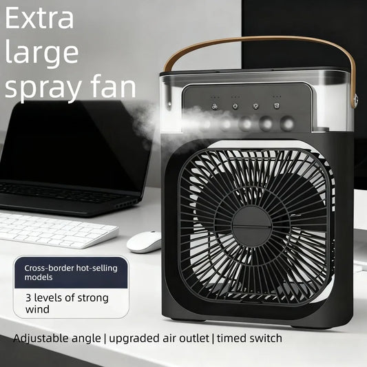 3-in-one Portable Air Conditioner Fan with LED Light Humidifier Timing Function Desktop Spray Fan for Home and Office Use