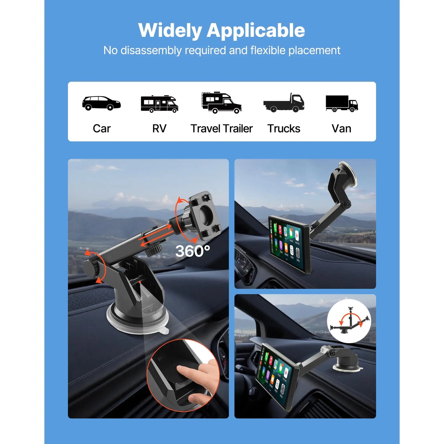 SucceBuy Wireless Car Stereo 7/9/10-Inch HD Portable Radio Touch Screen CarPlay Screen for Car with Voice Control GPS Navigation