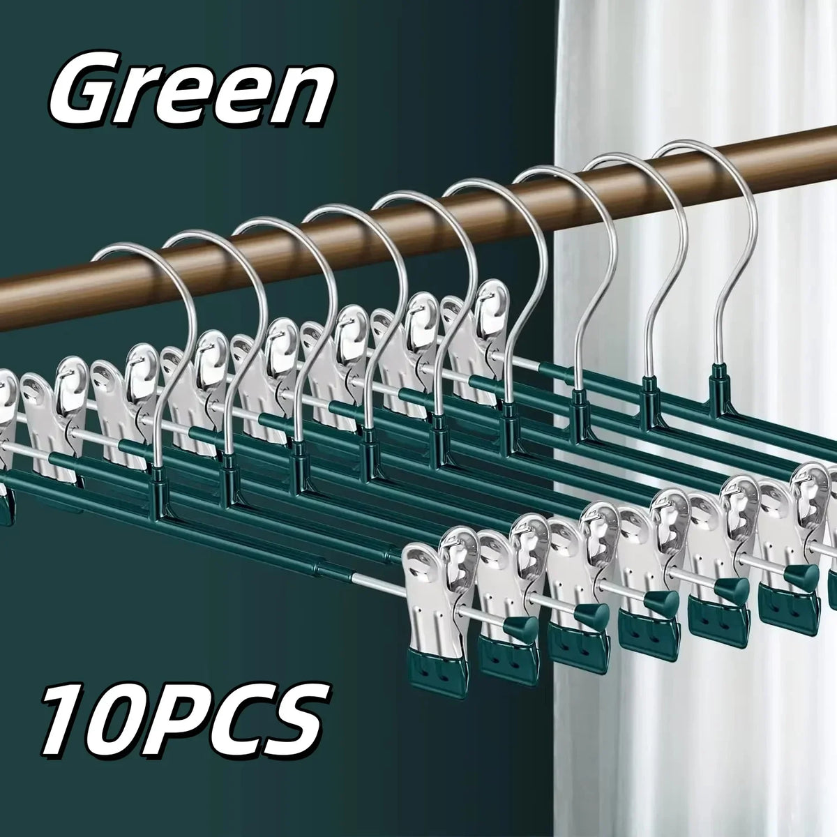 5/10PC Pants Hangers with Clips Multifunctional Adjustable Clip Clothes Rack Non-Slip Trousers Hanger for Jeans Closet Organizer
